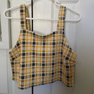 Plaid back zipper crop top: Size Large